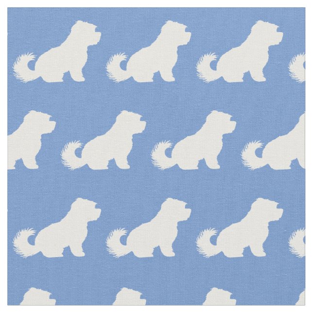 Maltesischer Hund Silhouette Pet Light Blue Stoff (Nahaufnahme)