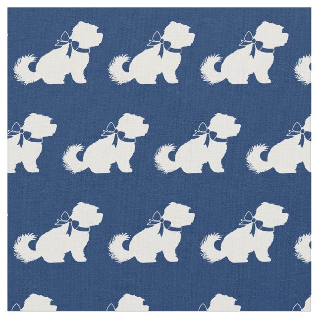 Maltesischer Hund Silhouette Pet Navy Blue Stoff (Nahaufnahme)
