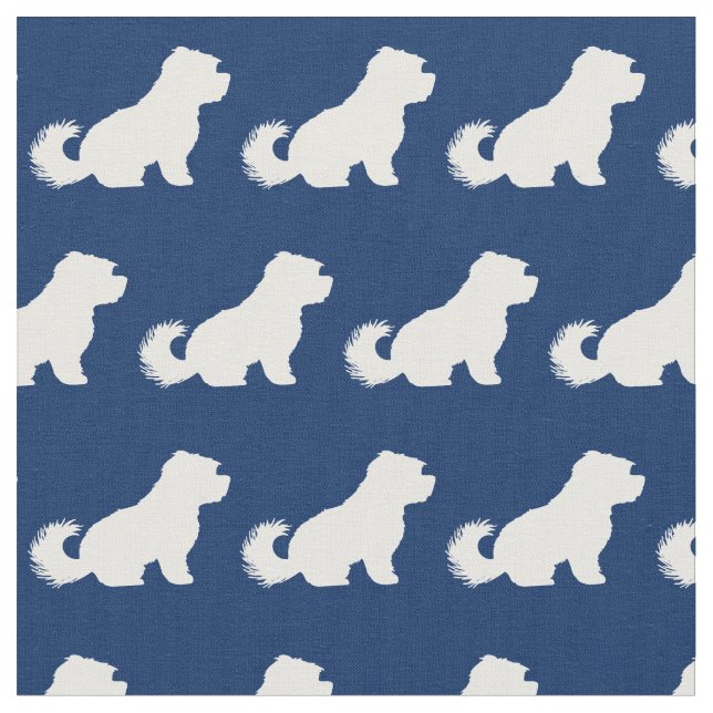 Maltesischer Hund Silhouette Pet Navy Blue Stoff (Nahaufnahme)