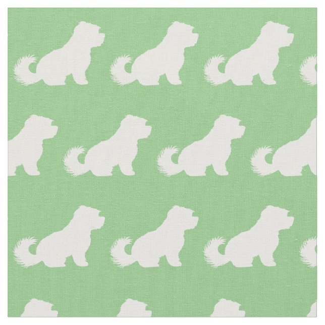 Maltesischer Hund Silhouette Pet Sage Green Stoff (Nahaufnahme)
