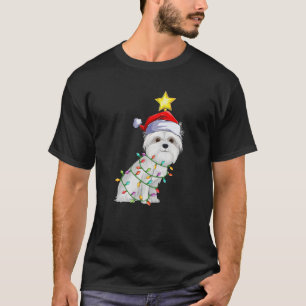 Maltesischer Hund Xmas Leuchtbaum Matching Maltese T-Shirt
