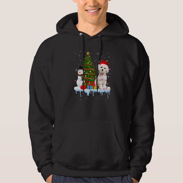 Maltesischer Hundesatz Weihnachtshut im Schnee Chr Hoodie (Vorderseite)
