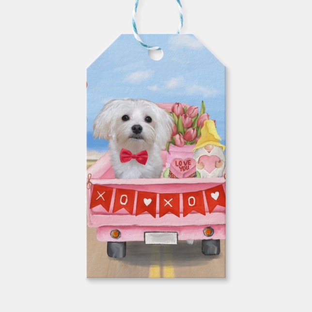 Maltesischer Hundeschlitten Geschenkanhänger (Vorderseite)