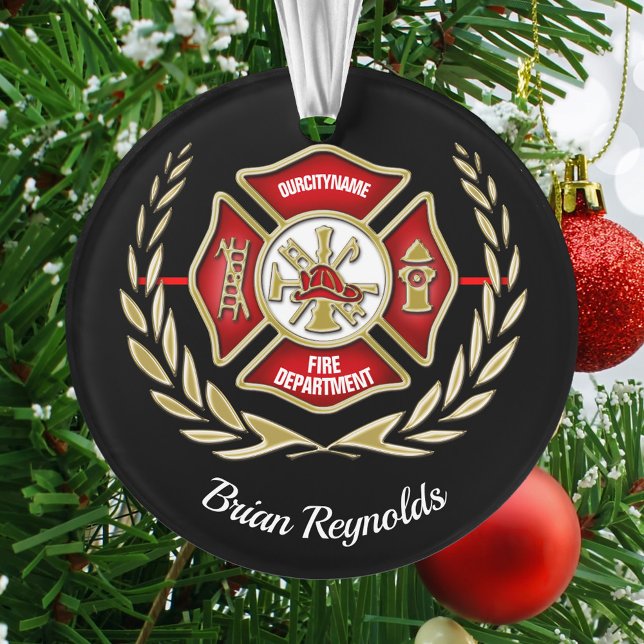 Maltesischer Personalisierter Feuerwehrmann Ornament (Von Creator hochgeladen)