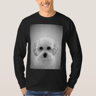 Maltesischer Poodle Hund BW Vintag D14 T-Shirt