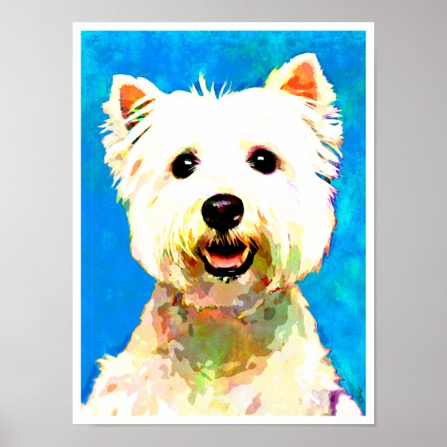 Maltesischer Pop Art Watercolor 18" x 24" Poster (Vorne)