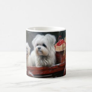 Maltesischer Schneeschlitten Weihnachtsdekor Kaffeetasse