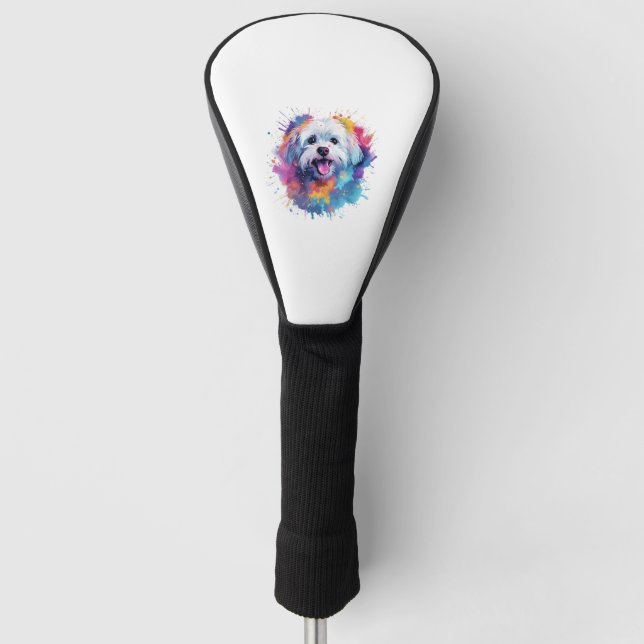 Maltesischer Splash Art Hund T - Shirt Classic T- Golf Headcover (Vorderseite)