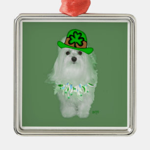 Maltesischer St. Patrick's Day Silbernes Ornament
