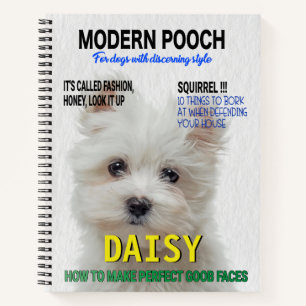 Maltesischer Terrier Parody Magazine Cover Notizbuch