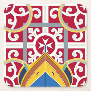 Maltesischer Tile und Luzzu Design - Malta-Unterse Rechteckiger Pappuntersetzer