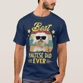 Maltesischer Vater Vintag Sonnenbrille Funny Malte T-Shirt