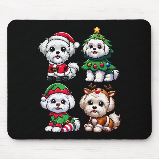 Maltesischer Weihnachtsbaum Santa Elf Kostüm Hund  Mousepad (Vorne)