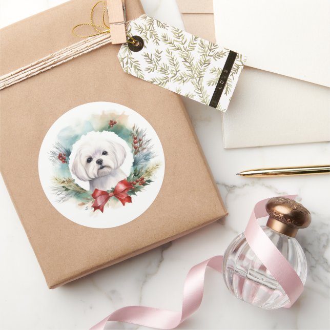 Maltesischer Weihnachtsmann Runder Aufkleber (Schenken)