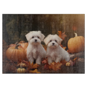 Maltesischer Welpe Autumn Delight Pumpkin Schneidebrett