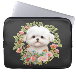 Maltesischer Welpe in Bloom, maltesischer Hundelie Laptopschutzhülle