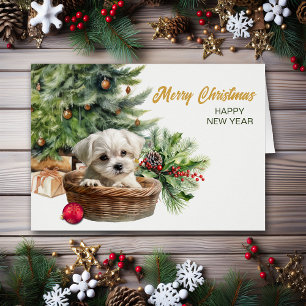 Maltesischer Welpe Wicker Weihnachtsbaum