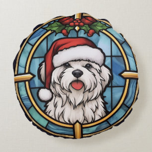 Maltesisches Buntglas Weihnachten Rundes Kissen