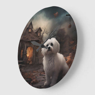Maltesisches Halloween Beängstigend Große Wanduhr