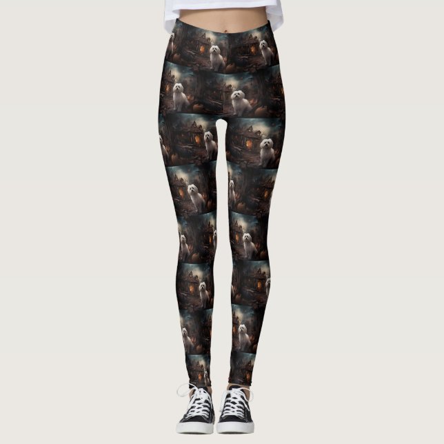 Maltesisches Halloween Beängstigend Leggings (Vorderseite)
