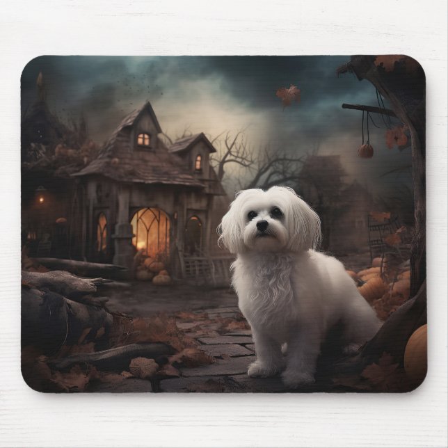 Maltesisches Halloween Beängstigend Mousepad (Vorne)