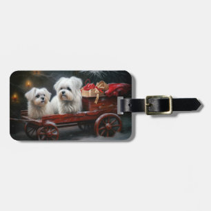 Maltesisches Snowy Sleigh Weihnachtsdekor Gepäckanhänger