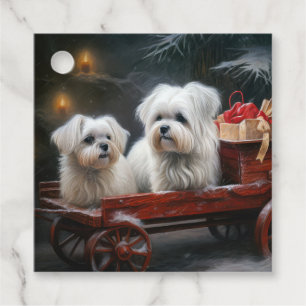 Maltesisches Snowy Sleigh Weihnachtsdekor Geschenkanhänger