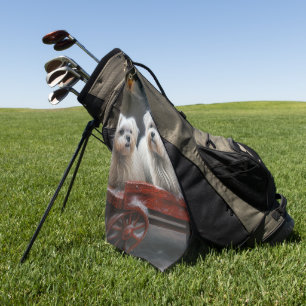 Maltesisches Snowy Sleigh Weihnachtsdekor Golfhandtuch