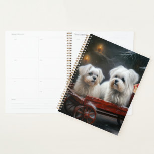 Maltesisches Snowy Sleigh Weihnachtsdekor Planer