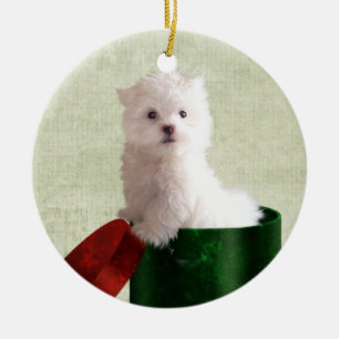 Maltesisches Welpe Weihnachten Keramikornament
