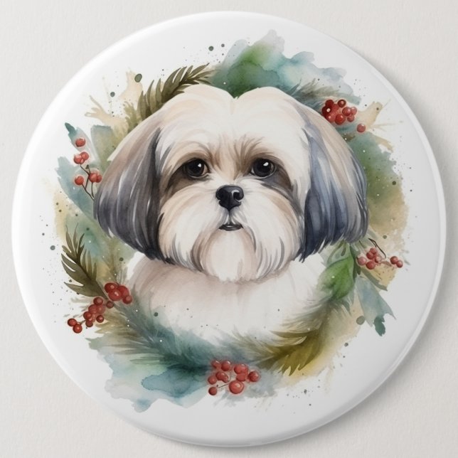 Malti Tzu Christmas Wreath Festivals Button (Vorderseite)