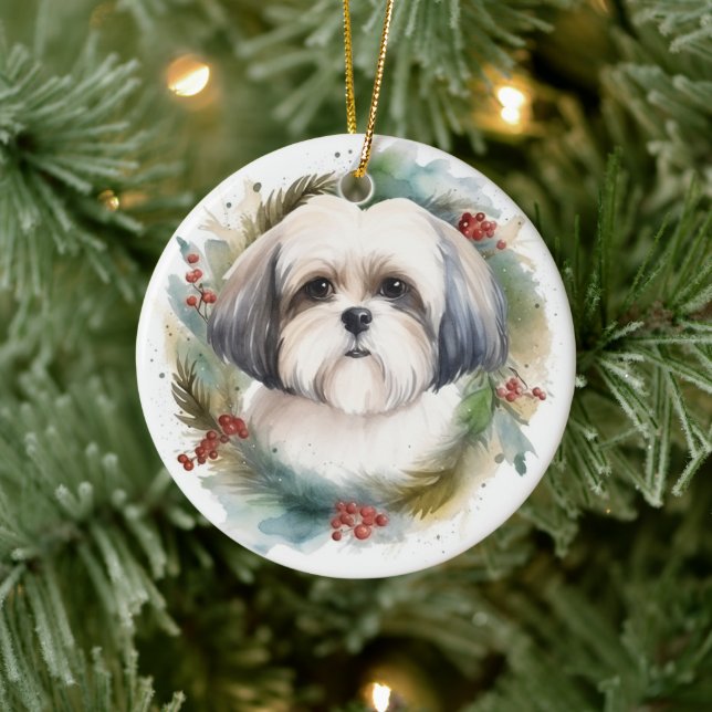 Malti Tzu Christmas Wreath Festivals Keramik Ornament (Baum)
