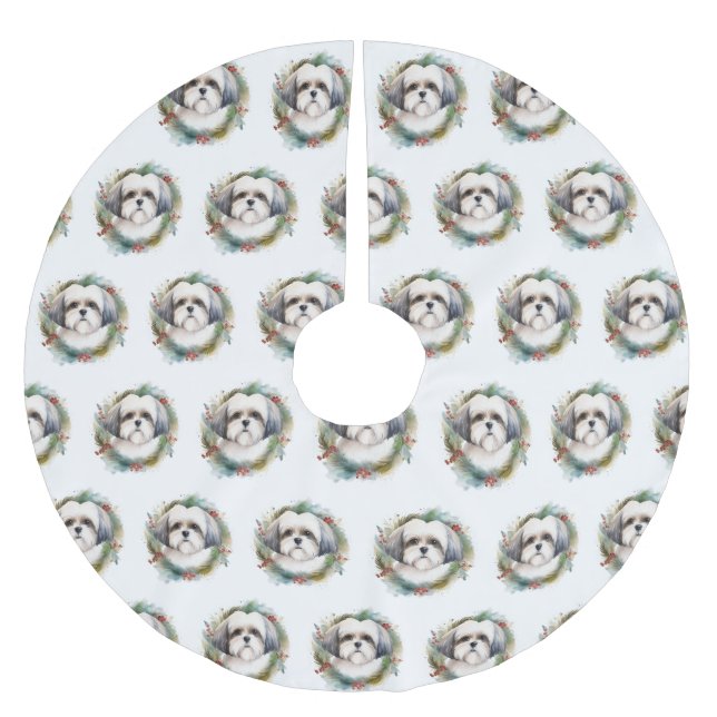 Malti Tzu Christmas Wreath Festivals Polyester Weihnachtsbaumdecke (Vorderseite)