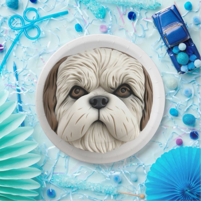 Malti Tzu Dog 3D Inspiriert Pappteller (Party)