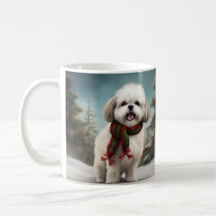 Malti Tzu Dog im Schnee Weihnachten Kaffeetasse