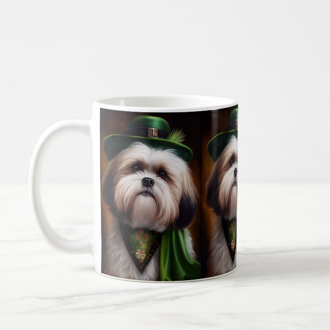Malti Tzu Dog in St. Patrick's Day Dress Kaffeetasse (Links)
