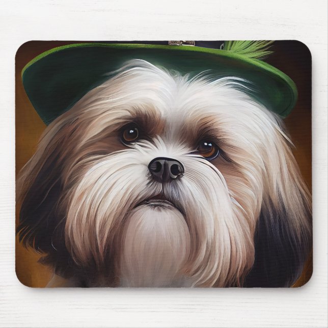 Malti Tzu Dog in St. Patrick's Day Dress Mousepad (Vorne)