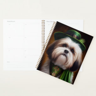 Malti Tzu Dog in St. Patrick's Day Dress Planer