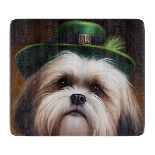 Malti Tzu Dog in St. Patrick's Day Dress Schneidebrett