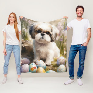 Malti Tzu Dog mit Ostereier Urlaub Fleecedecke