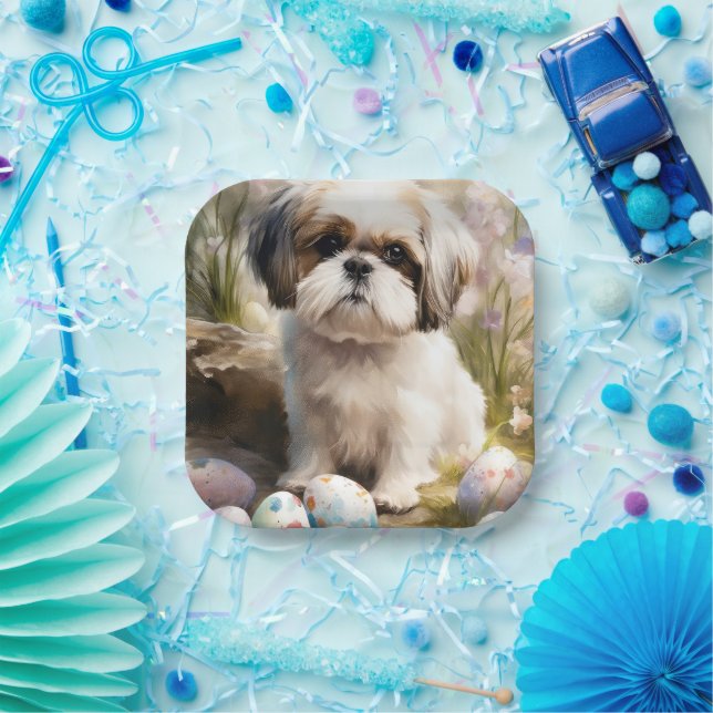 Malti Tzu Dog mit Ostereier Urlaub Pappteller (Party)