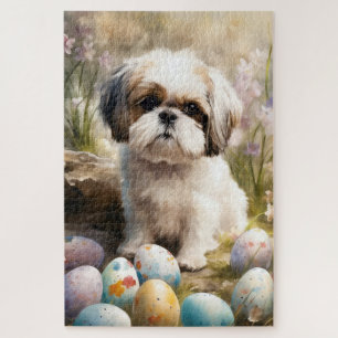 Malti Tzu Dog mit Ostereier Urlaub Puzzle