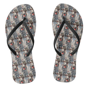 Malti Tzu Dog Riding Motorrad Weihnachten Flip Flops