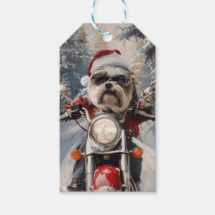Malti Tzu Dog Riding Motorrad Weihnachten Geschenkanhänger