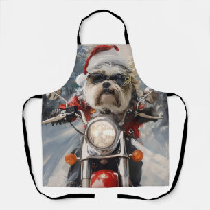 Malti Tzu Dog Riding Motorrad Weihnachten Schürze