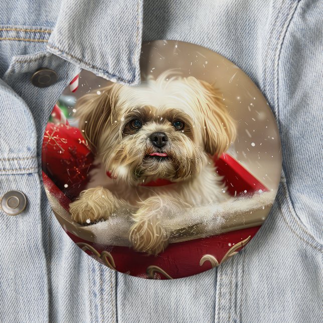Malti Tzu Dog Weihnachtsfest Button (Beispiel)
