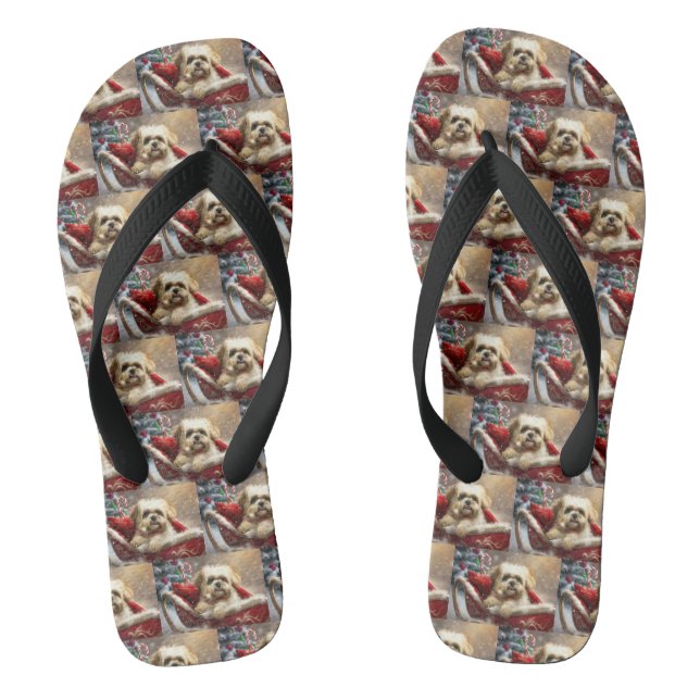 Malti Tzu Dog Weihnachtsfest Flip Flops (Fußbett)