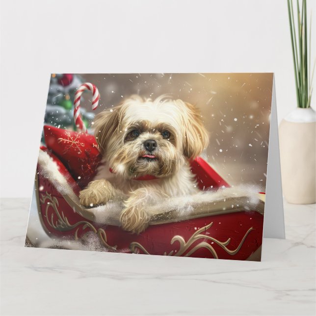 Malti Tzu Dog Weihnachtsfest Karte (Vorderseite)