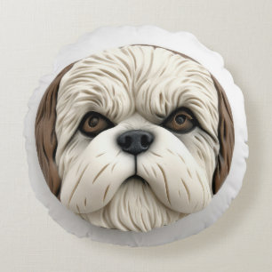 Malti Tzu Hund 3D Inspiriert Rundes Kissen