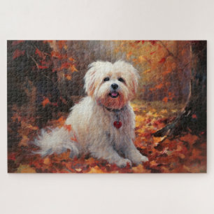Malti Tzu im Herbst Blätter fallen inspirieren Puzzle